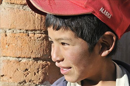 男孩,角,墙壁,波托西地区,玻利维亚,南美