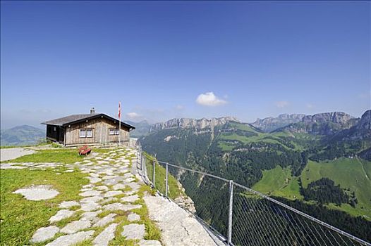 阿尔卑斯小屋,山,阿彭策尔,瑞士,欧洲