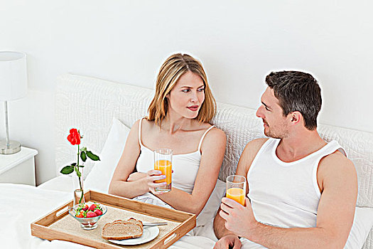 可爱,伴侣,吃早餐