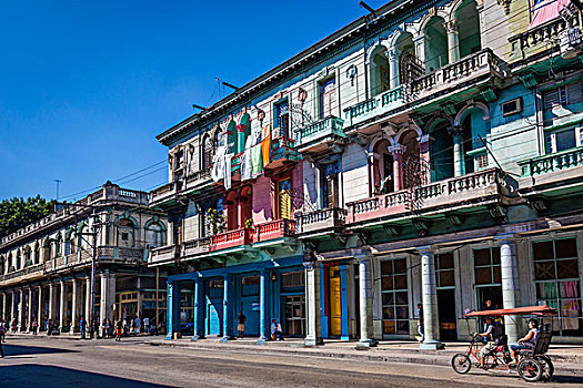 浅色,建筑,自行车,运输,哈瓦那,古巴