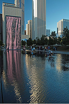皇冠,喷泉,千禧公园,芝加哥,伊利诺斯,美国