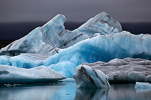 冰,冰山,痕迹,火山灰,冰河,结冰,湖,瓦特纳冰川,杰古沙龙湖,冰岛,欧洲