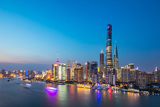 上海,黄浦江,两岸,夜景