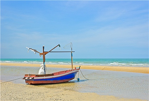 渔船,海滩,泰国