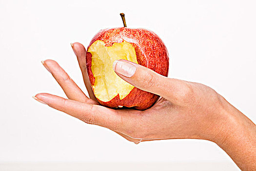 女人,握着,苹果