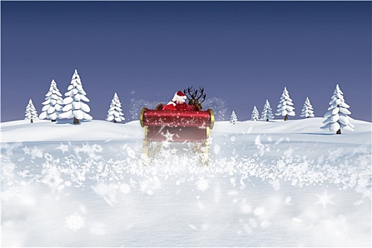 合成效果,图像,圣诞老人,飞,雪撬