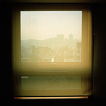 窗户,百叶窗,暴露,昏厥,城市,风景,户外,首尔