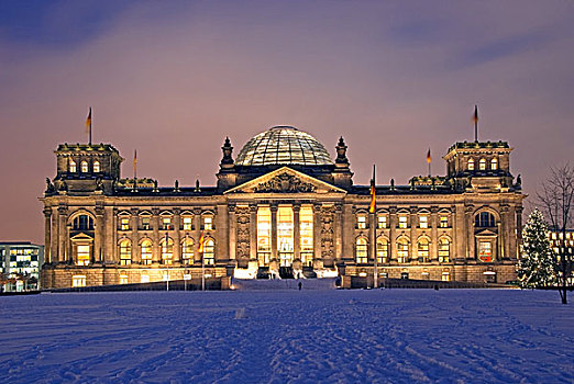 柏林,德国国会大厦,圣诞节,雪