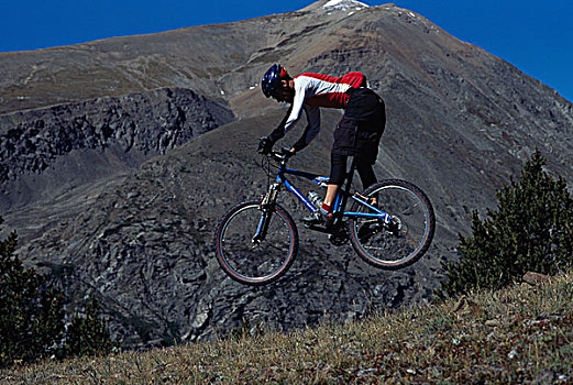 山,骑车,跳跃,布莱肯里奇,科罗拉多,美国