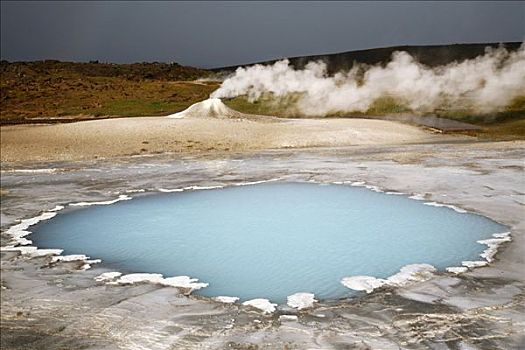 蓝色,漂亮,深海,水池,高地,正面,蒸汽,迷你,火山,冰岛,欧洲