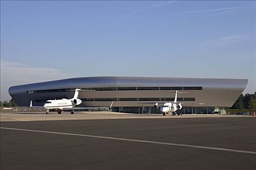 范堡罗机场,飞机,停放,户外,航站楼