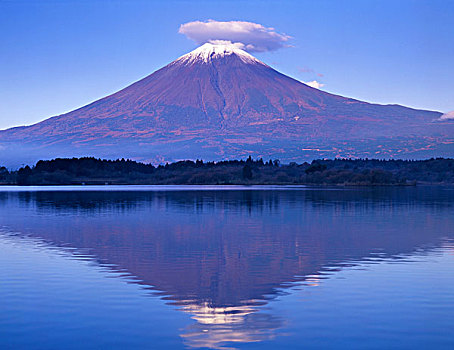 山,富士山,反射,湖,山梨县,日本