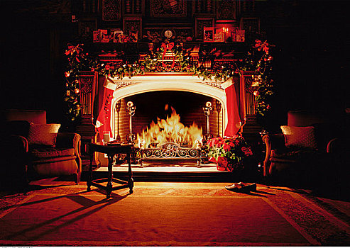 壁炉,圣诞装饰
