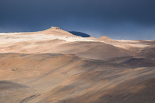 冰岛,生动,亮光,上方,火山,黑色,云,褐色,山,太阳