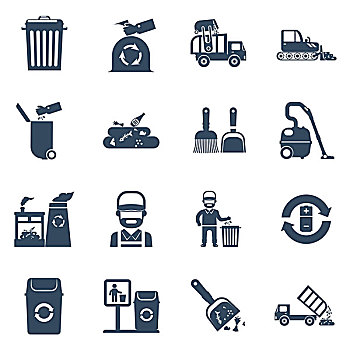 垃圾处理,黑色,象征,垃圾桶,回收厂,隔绝,矢量,插画