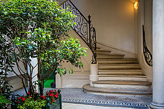 弯曲,楼梯,圣日耳曼,巴黎,法国