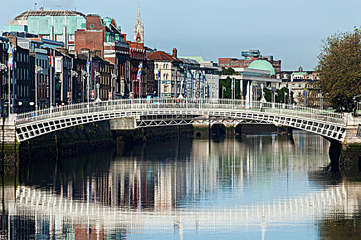 桥,上方,利菲河,都柏林,城市,爱尔兰
