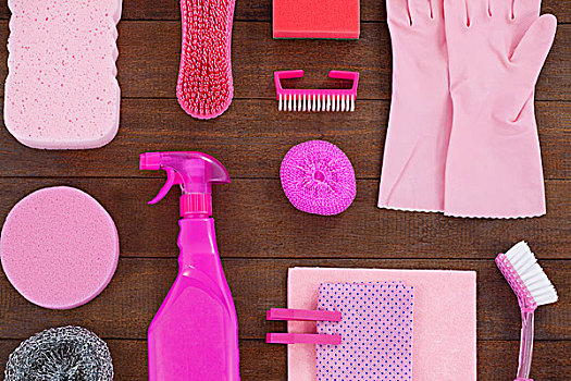 粉红色,清洁,设备,放置,木地板,特写