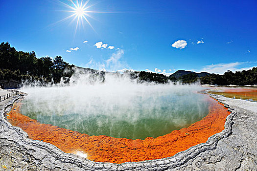 太阳,热,奇景,丰盛湾,北岛,新西兰