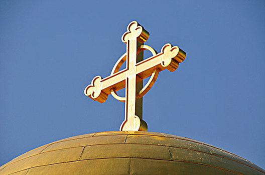 穹顶,希腊,东正教,教堂,洗礼堂,洗礼,场所,河,中东,东方