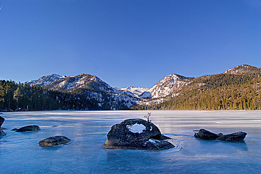 冰冻,湖,靠近,太浩湖,加利福尼亚