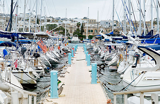 帆船,停泊,排列,港口,岛屿,码头,马耳他