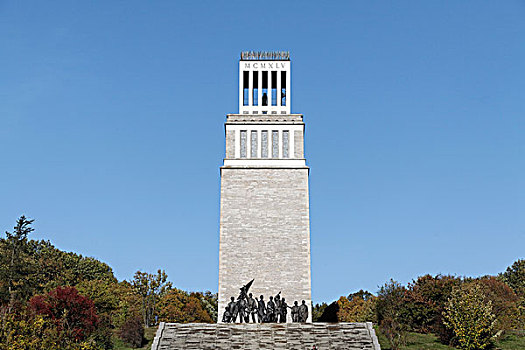 塔,纪念建筑,山,集中营,魏玛,图林根州,德国,欧洲