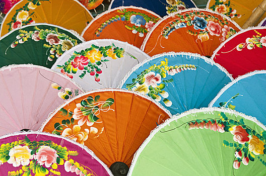 泰国,清迈,彩色,手绘,伞,工厂