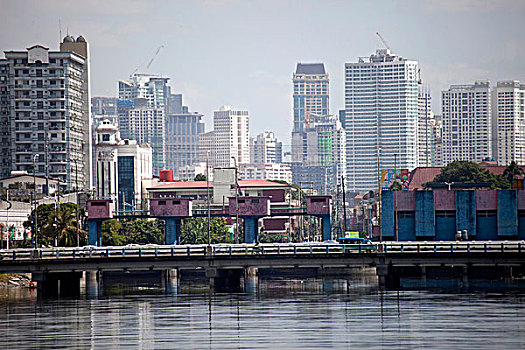 河,摩天大楼,马尼拉,菲律宾,亚洲
