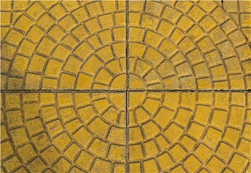 圆形,黄色,砖,石板路,图案