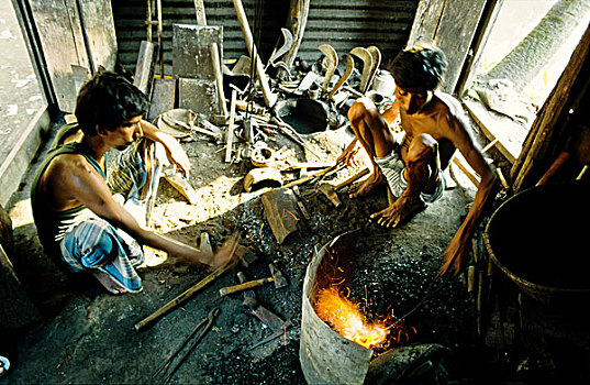 工人,锻工,一个,古老,职业,孟加拉