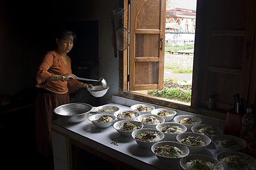 老挝,靠近,餐馆,人,准备,汤