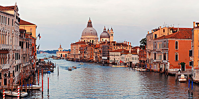 威尼斯,教堂,圣马利亚,行礼,运河,意大利,全景