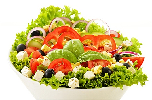 蔬菜沙拉,碗,隔绝,白色背景