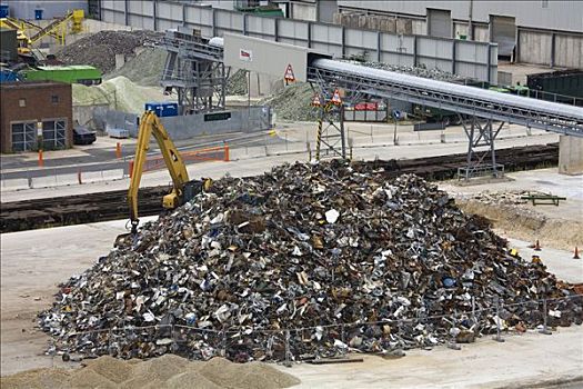 堆积,金属,废料,商业码头,南安普敦,汉普郡,英格兰
