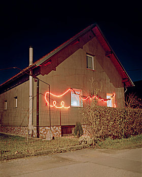 住房,圣诞灯光