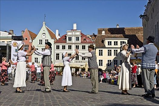 跳舞,老城,节日,市政厅,塔林,爱沙尼亚,波罗的海国家,北欧