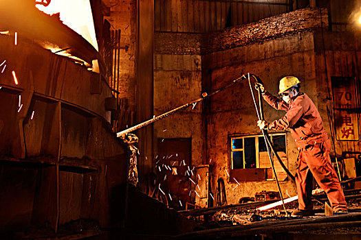 钢铁厂,铸造,熔水,工人