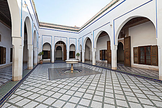 院落,巴伊亚,宫殿,玛拉喀什,摩洛哥,非洲