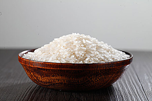 一碗大米,粮食,木碗