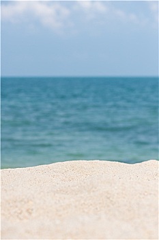 沙滩,地平线,上方,蓝色海洋,背景