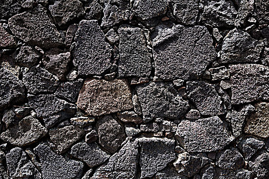 兰索罗特岛,火山岩,石头,黑色,砖石建筑,墙壁