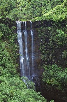 夏威夷,考艾岛,瀑布,室内,岛屿