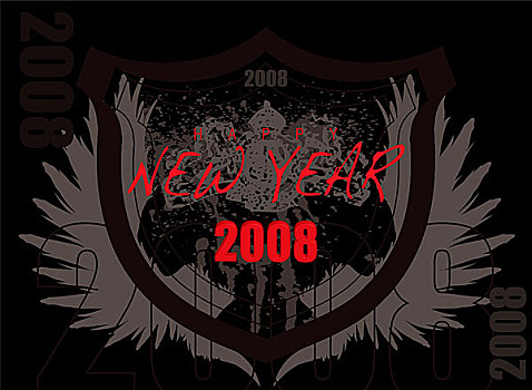 新,扭曲,新年,背景,图像,2008年