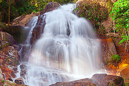 瀑布,苏梅岛,泰国