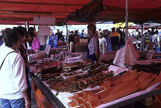 挪威,卑尔根,市场,鲜鱼,出售
