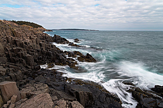 玄武岩,海岸,芬地湾,新斯科舍省,加拿大