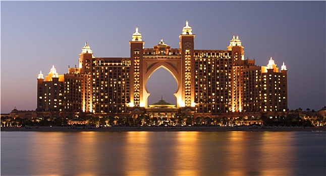 亚特兰蒂斯酒店,光亮,夜晚,手掌,迪拜,阿联酋