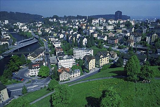 俯拍,城市,瑞士