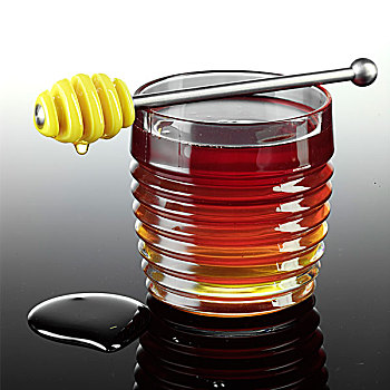 舀蜜器,休息,罐,蜂蜜
